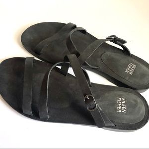 Eileen Fisher black Dali slide sandals slim strap